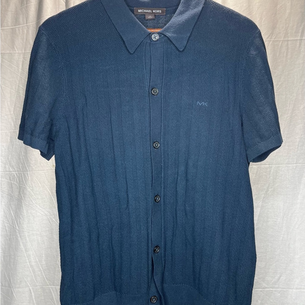 Michael Kors Men's Navy Button Down Shirt